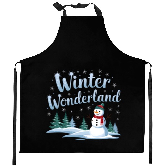 christmas snowman winter wonderland Kitchen Aprons
