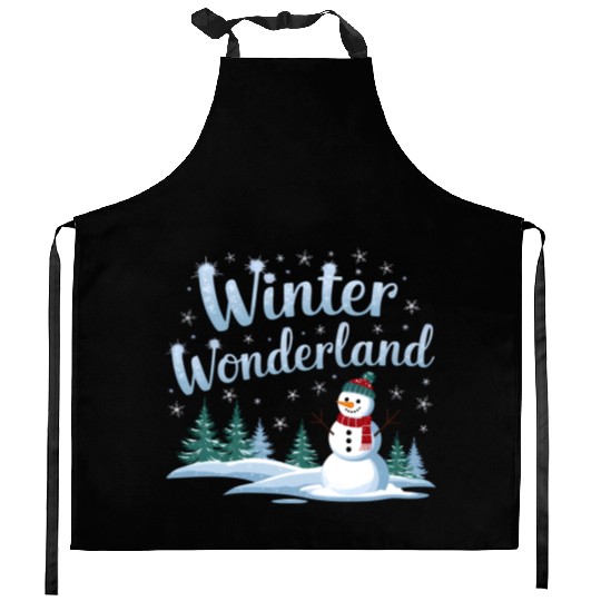 christmas snowman winter wonderland Kitchen Aprons