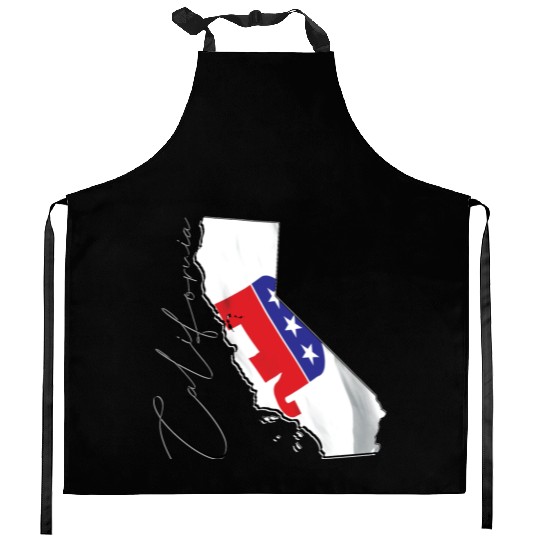 Republican Flag in California State Map CA Kitchen Aprons