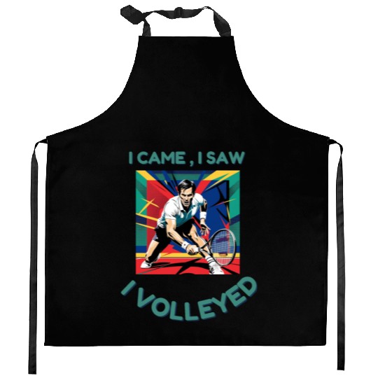 I CAME, I SAW, I VOLLEYED DAD TENNIS Kitchen Aprons