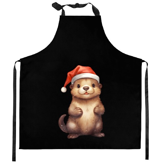 Christmas Merry Christmas For Gift Christmas Otter Kitchen Aprons