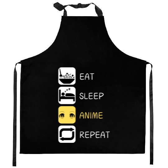 Eat Sleep Anime Repeat Japanese Culture Kitchen Aprons