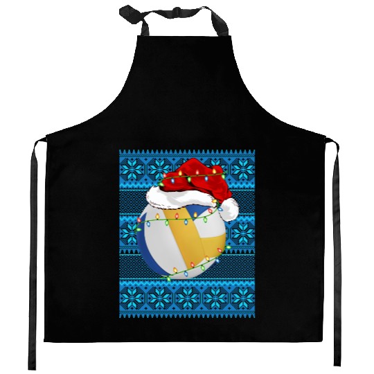 Volleyball Christmas Lights Kitchen Aprons