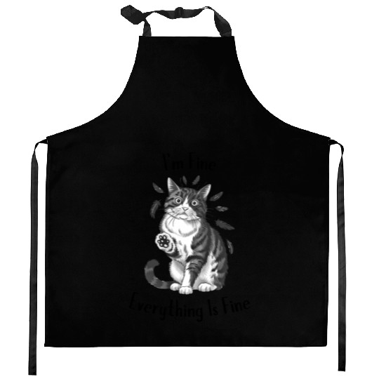 Black Cat Says I'm Fine Everything Is Fine Kitchen Aprons