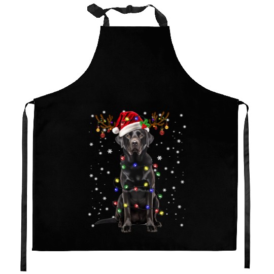 Black Lab Labrador Christmas Tree Light Kitchen Aprons