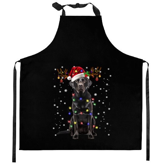 Black Lab Labrador Christmas Tree Light Kitchen Aprons