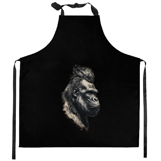 KingKong gorilla's face Kitchen Aprons