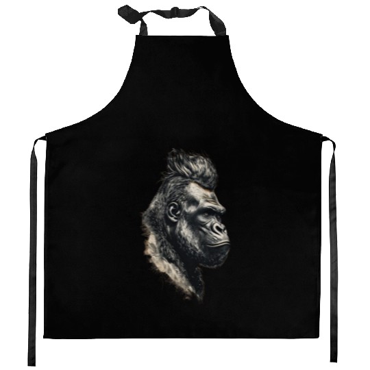 KingKong gorilla's face Kitchen Aprons