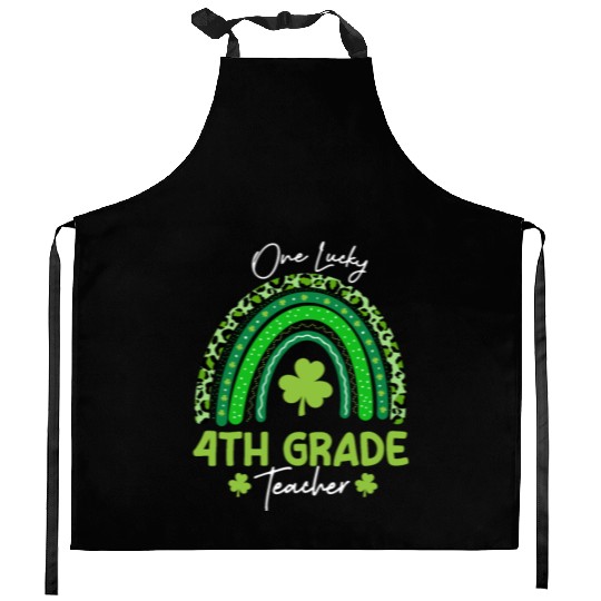 One Lucky 4th Grade Teacher St Patrick's day Kitchen Aprons