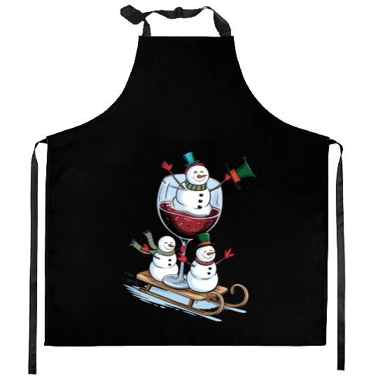 Christmas Wine Glasses Kitchen Aprons