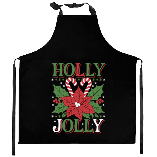 holly jolly Kitchen Aprons