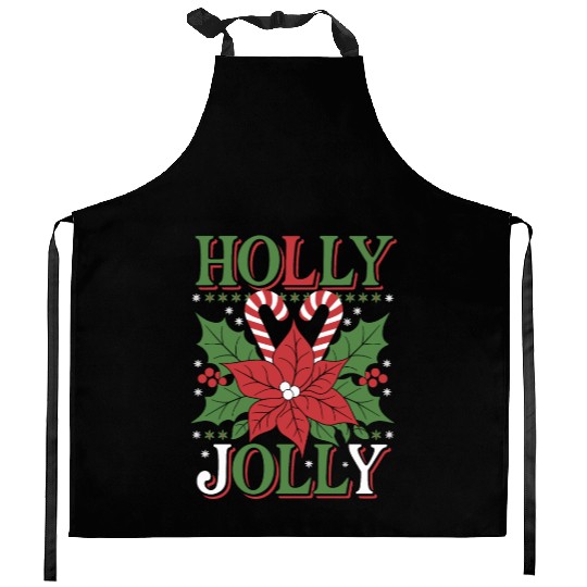 holly jolly Kitchen Aprons