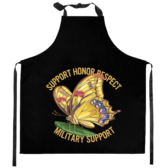 Vibrant Butterfly Design Advocating Military Kitchen Aprons