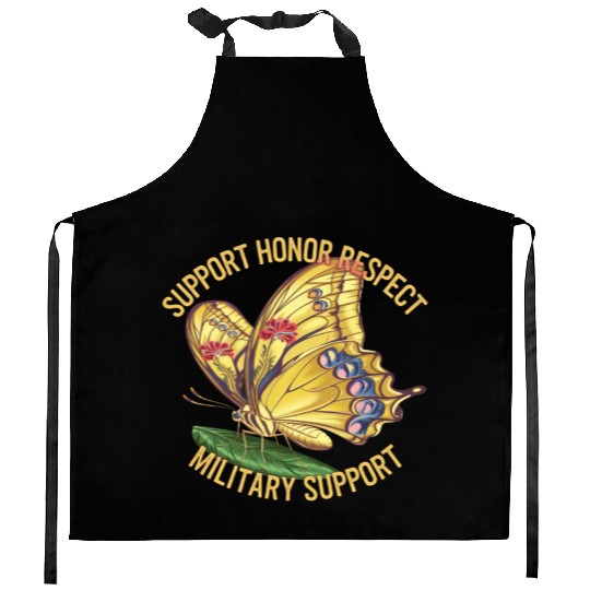 Vibrant Butterfly Design Advocating Military Kitchen Aprons