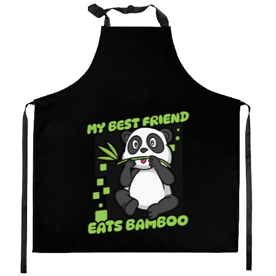 My Best Friend Eats Bamboo Panda Bear Friend Kitchen Aprons