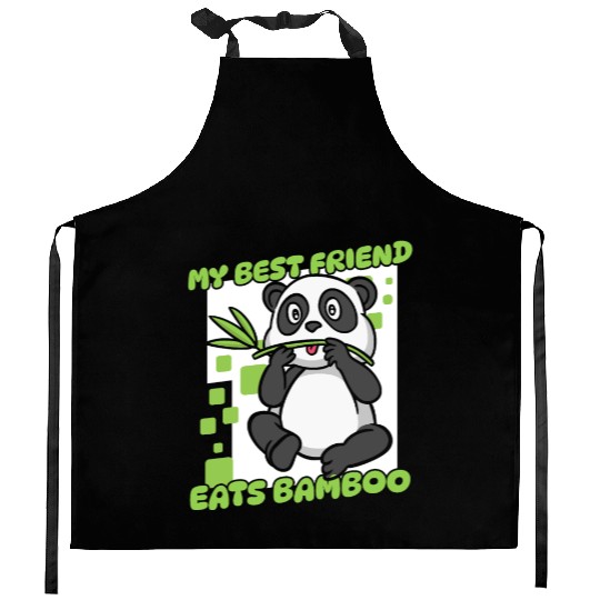 My Best Friend Eats Bamboo Panda Bear Friend Kitchen Aprons