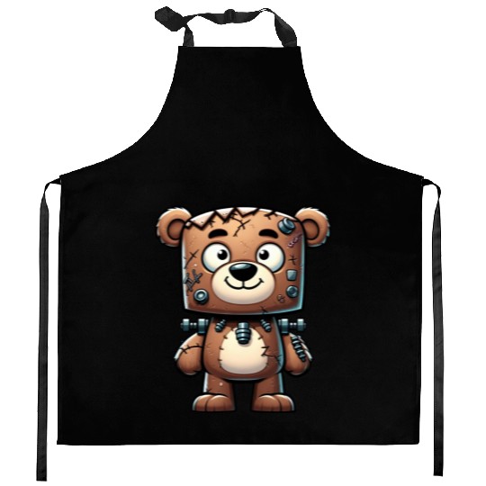 Funny Halloween Zombie Bear Monster Cartoon Kitchen Aprons