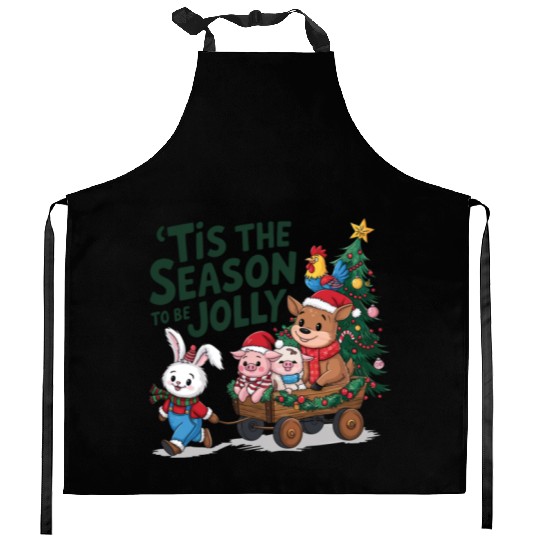 Merry Christmas, Christmas tree retro Kitchen Aprons