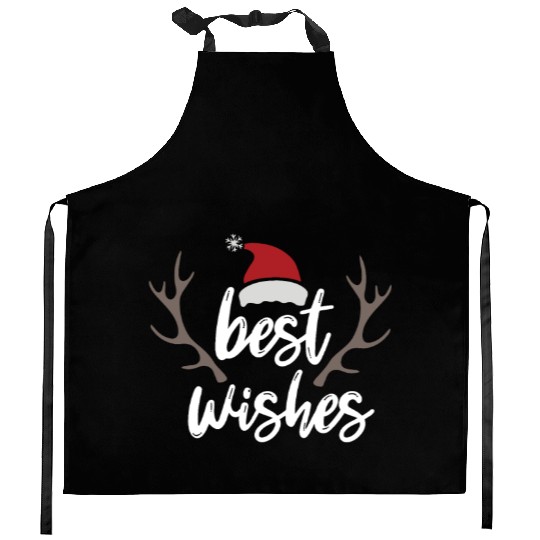 Best Christmas Wishes with Santa Hat Design Kitchen Aprons