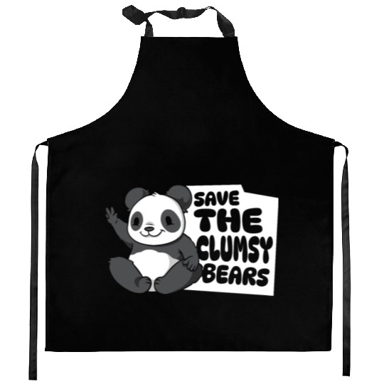 Save The Clumsy Bears Panda Bear Friend Lover Kitchen Aprons