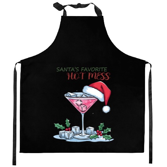 Santa Favorite Hot Mess, Merry Christmas Kitchen Aprons
