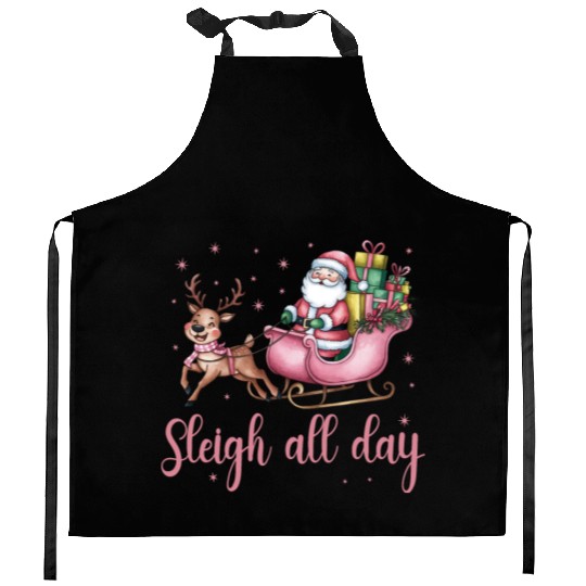 Sleigh All Day, Merry Christmas, Christmas Cute Kitchen Aprons