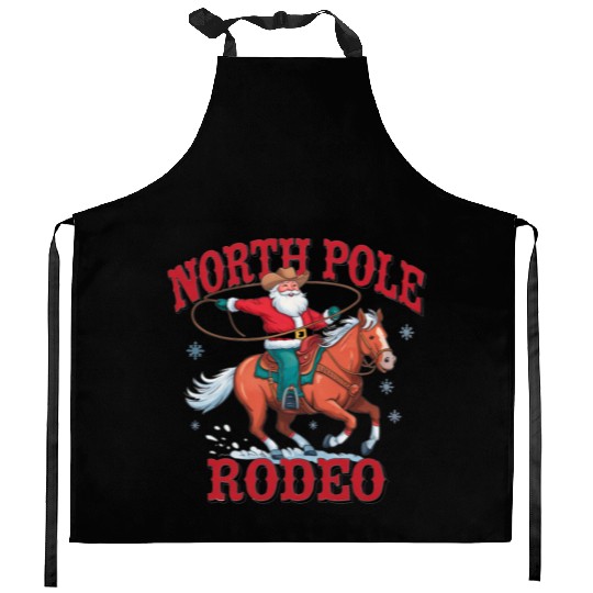 Cowboy Santa Horseback Santa Claus Horse Christmas Kitchen Aprons