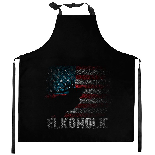 Elk Hunting Elkaholic Hunters Kitchen Aprons