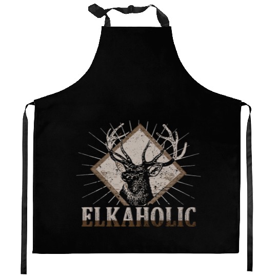 Elk Hunting Elkaholic Hunters Kitchen Aprons