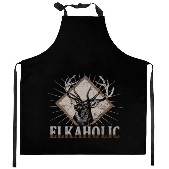 Elk Hunting Elkaholic Hunters Kitchen Aprons