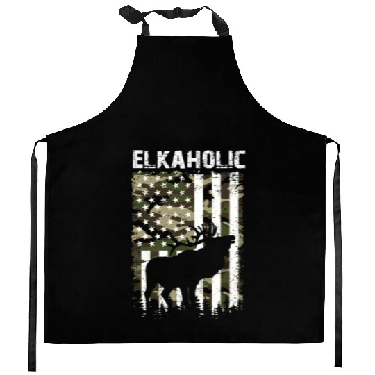 Elk Hunting Elkaholic Hunters Kitchen Aprons
