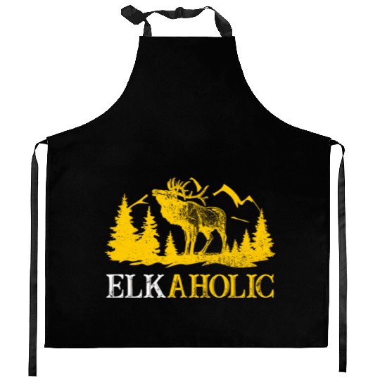Elk Hunting Elkaholic Hunters Kitchen Aprons