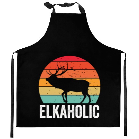 Elk Hunting Elkaholic Hunters Kitchen Aprons