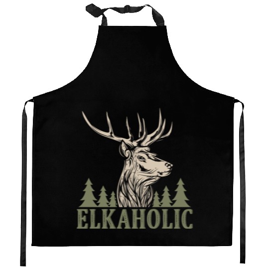 Elk Hunting Elkaholic Hunters Kitchen Aprons
