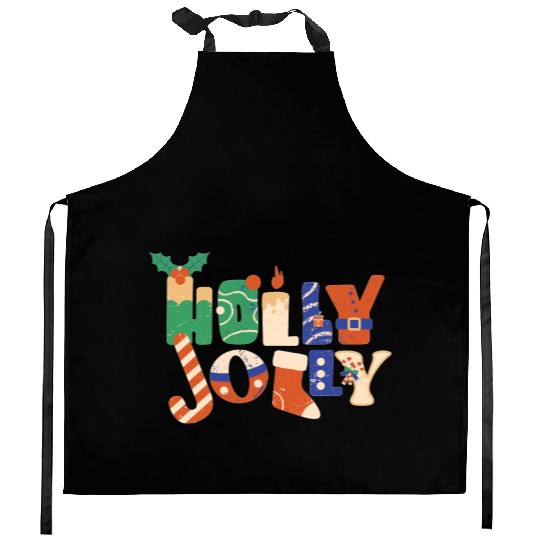 Playful Textured Holly Jolly Kitchen Aprons
