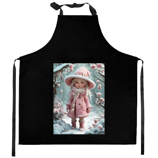Full body of a realistic sweetness baby chibi girl Kitchen Aprons