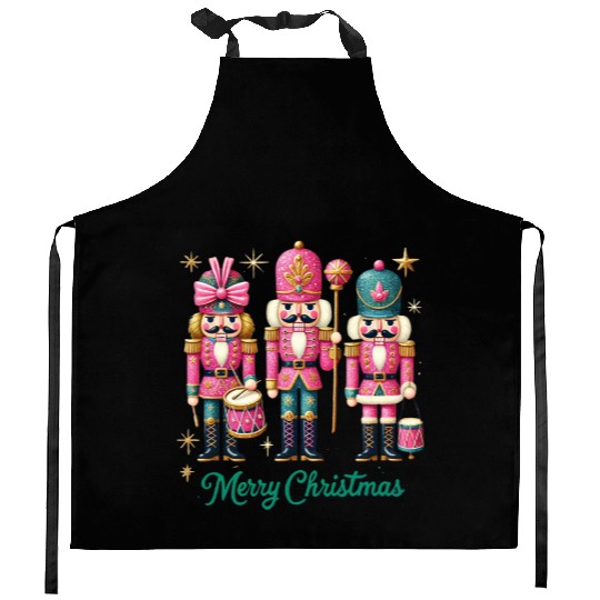 Glitter Nutcracker Friends, Merry Christmas Kitchen Aprons