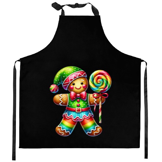 Gingerbread Christmas, Merry Christmas, Candy Kitchen Aprons
