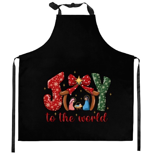 Joy To The World, Christmas Retro Kitchen Aprons