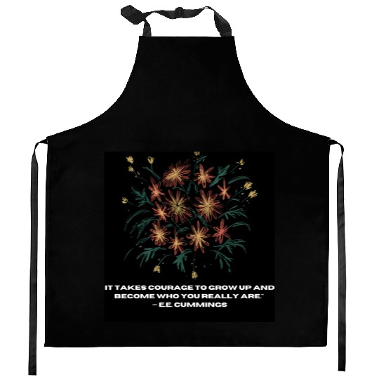 inspirational quotes, flower theme Kitchen Aprons