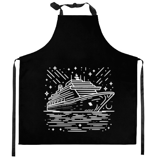 Minimalistic Vector Cruise Ship path4 Kitchen Aprons