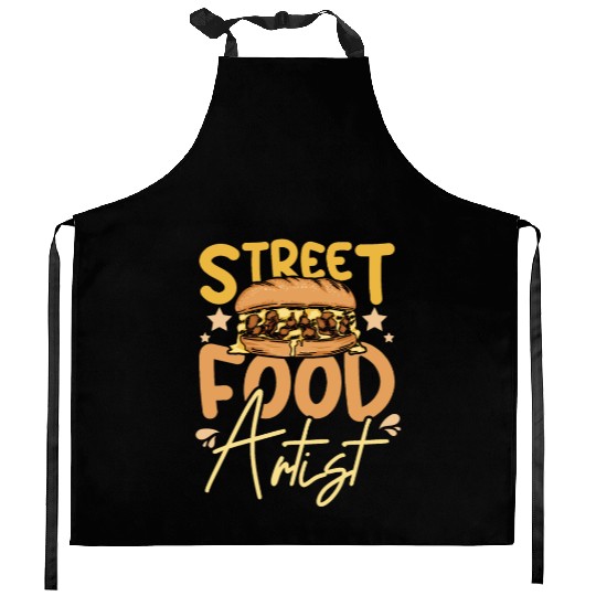 philly cheesesteak street food artist Kitchen Aprons