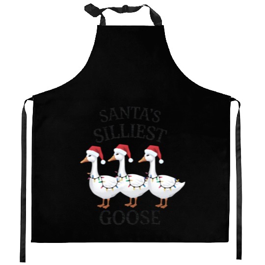 Santa's Silliest Goose Christmas Kitchen Aprons