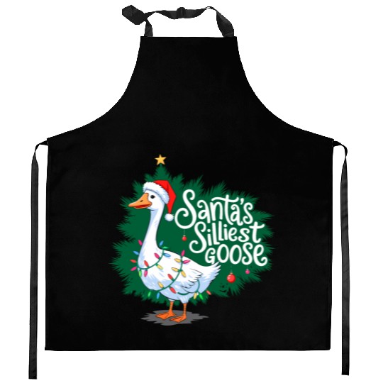 Santa s silliest goose Funny Christmas Family Kitchen Aprons