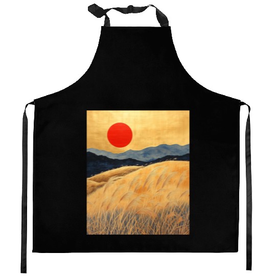 Sunset Serenity: Susuki Fields in Twilight Kitchen Aprons