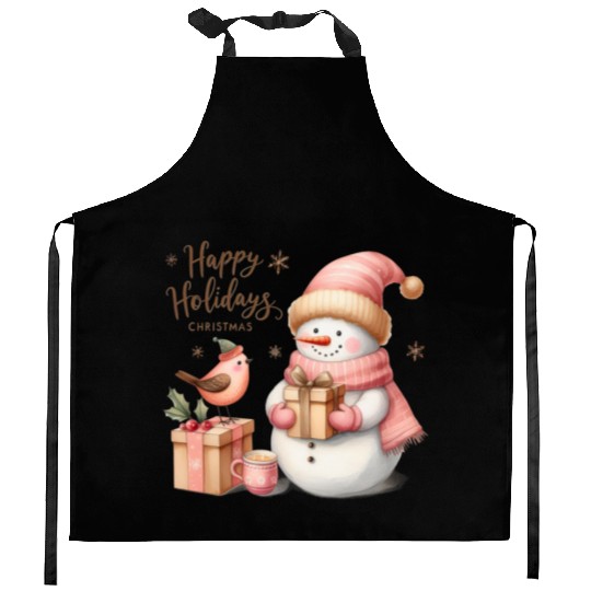 Happy Holidays, Merry Christmas Kitchen Aprons
