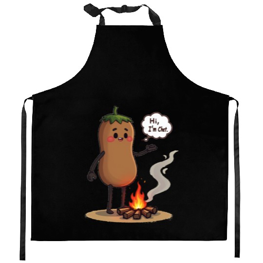 Chestnuts Roasting Christmas Cartoon Kitchen Aprons