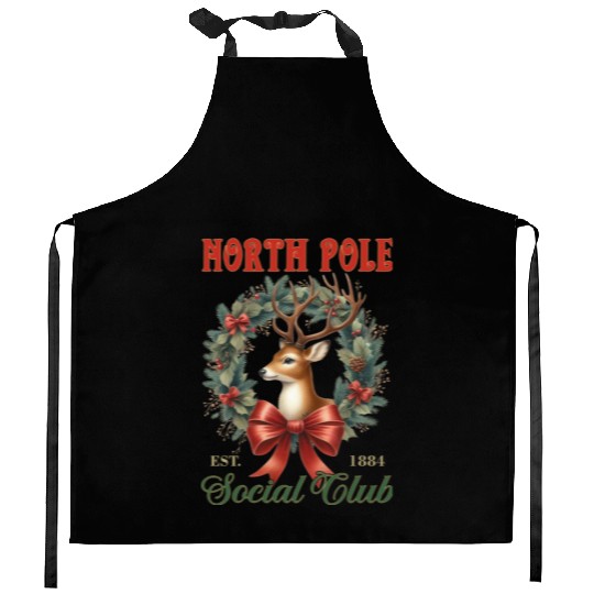 North Pole Soociial Clubb Kitchen Aprons