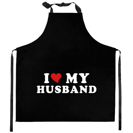 i Love My Husband Kitchen Aprons