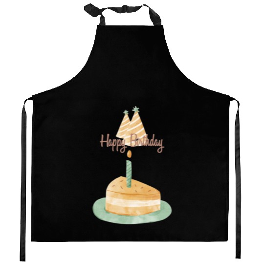 card neutral pale watercolor style birthday Kitchen Aprons